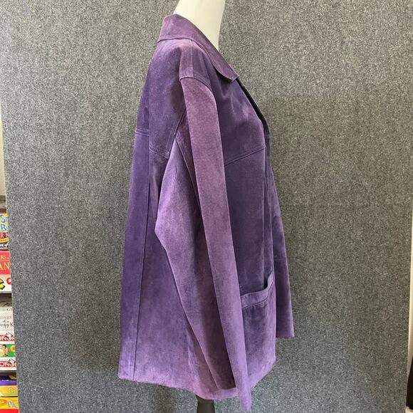 St Johns Bay Purple Suede Jacket Women’s XL Button Front Fall Winter Layering - Picture 4 of 16